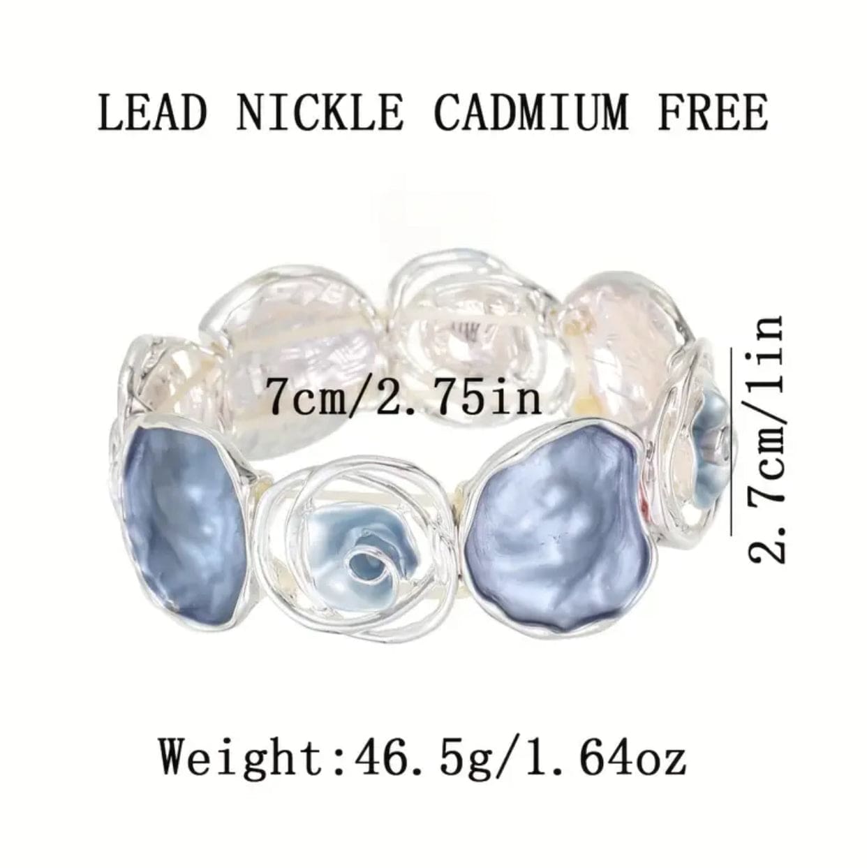 Blue Rose Bangle Bracelet