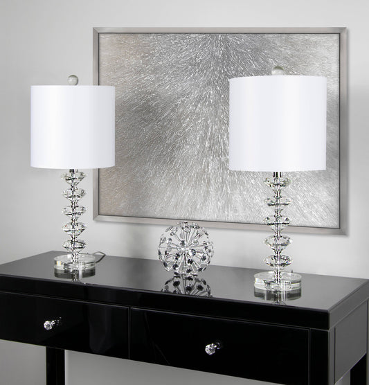 23" Genuine Crystal Table Lamp w/ Stacked Diamond Base
