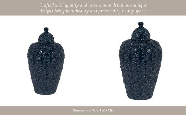 Ceramic Chain Texture Lidded, 12 in.