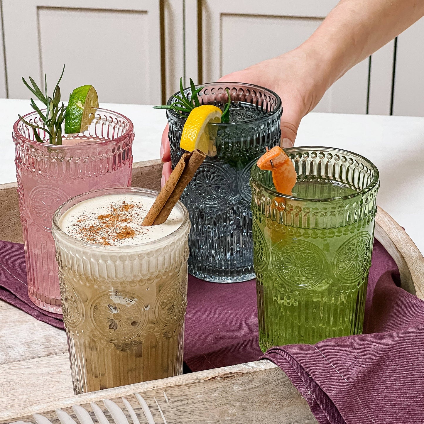 13 oz. Vintage Textured Clear Drinking Glasses (6 pcs)