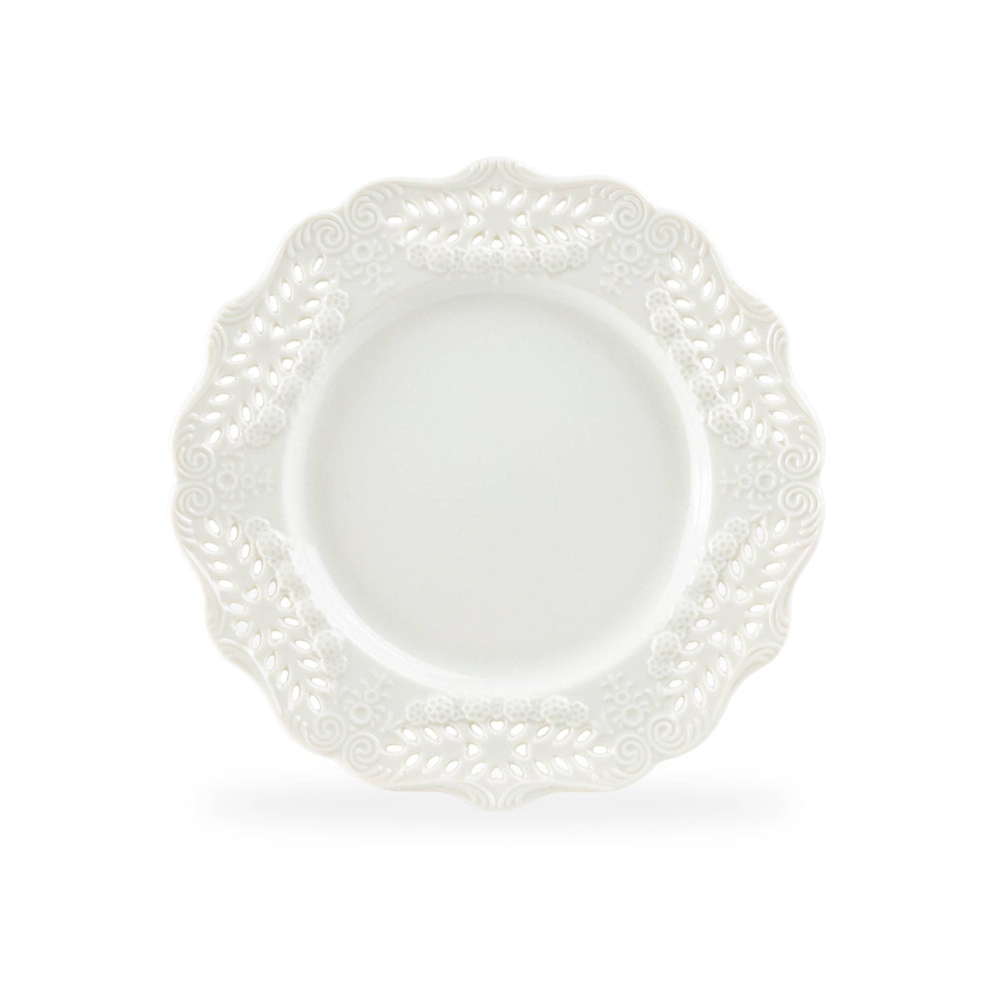 White Victorian 8" Fine Porcelain Dessert Plate