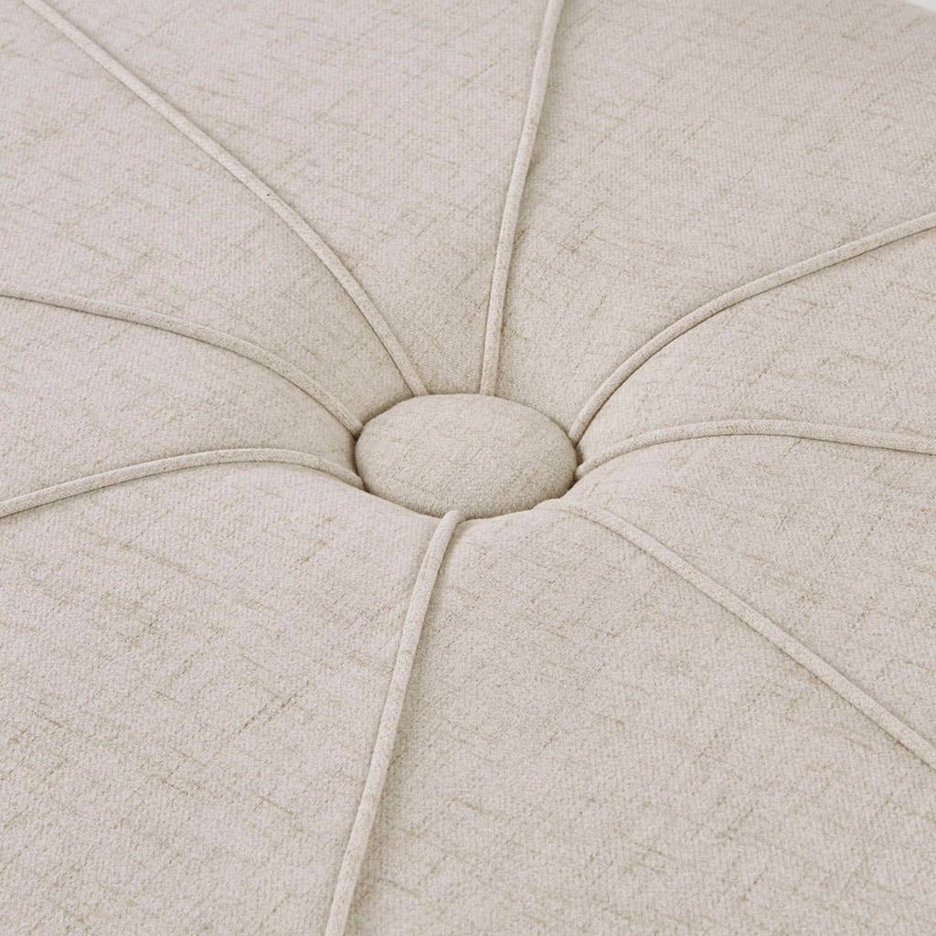 Oval Oversized Ottoman with Tufted Center, Cream *
