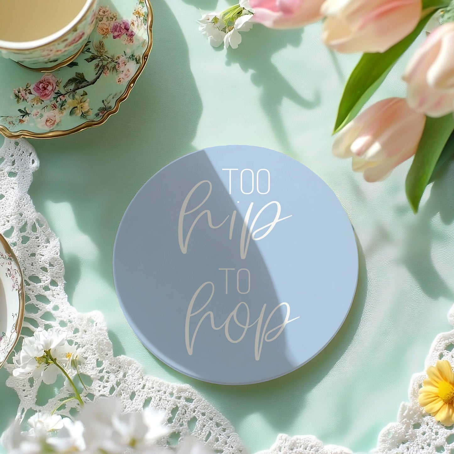 Easter Tabletop Decorations, Spring Coaster Gift Set Ceramic