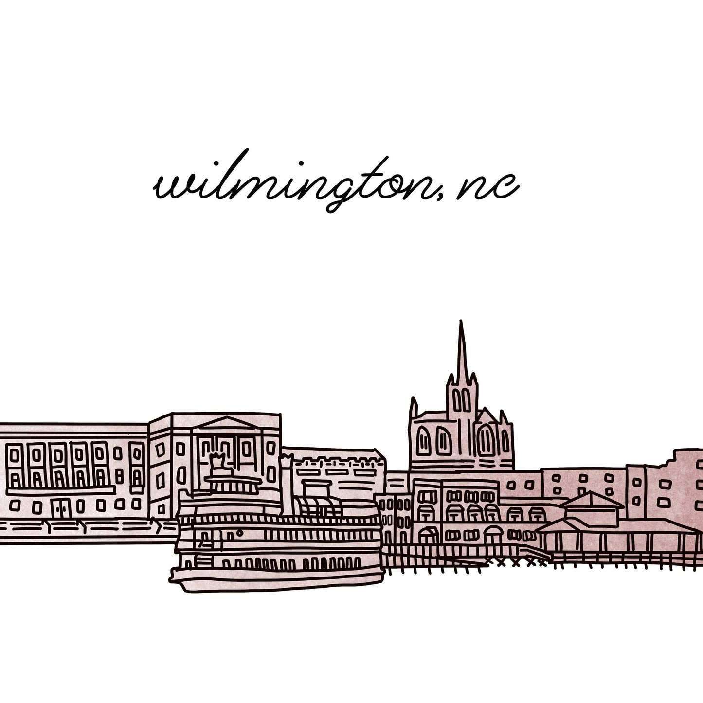 Wilmington North Carolina skyline city hanging tile sign