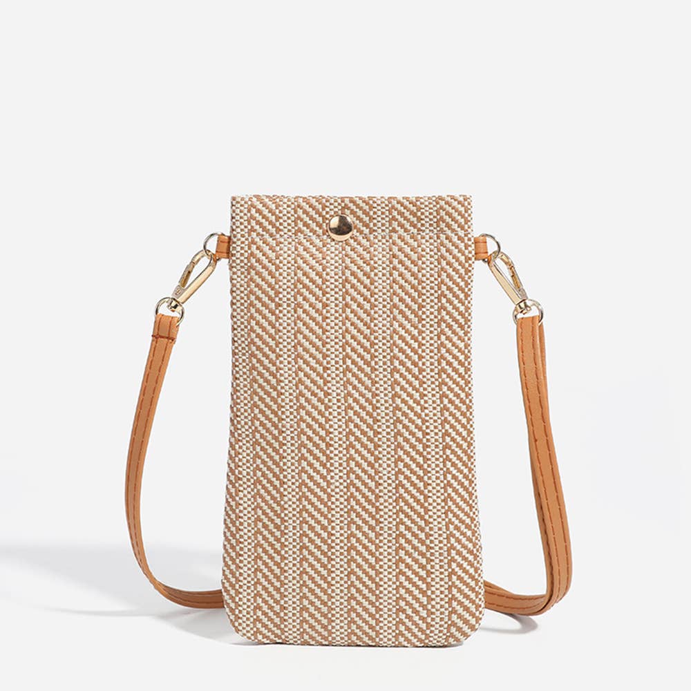 Straw Vertical Mobile Phone Bag And Coin Purse