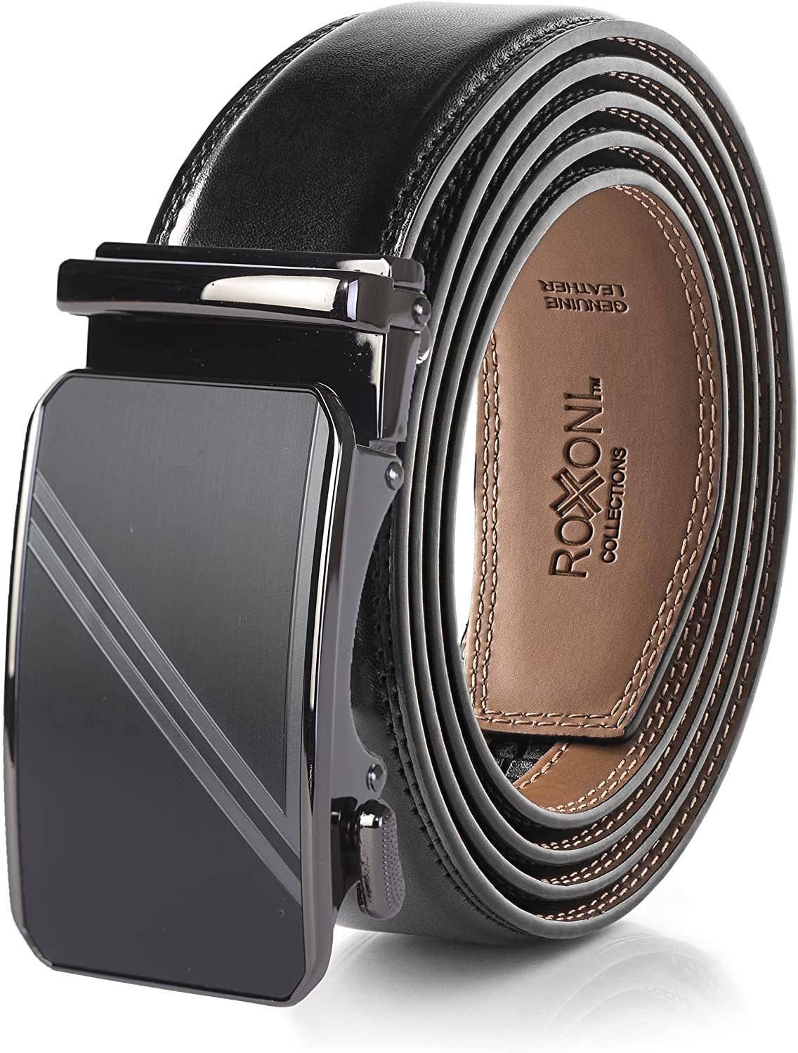 Men’s Genuine Leather Ratchet Belt with Automatic Buckle