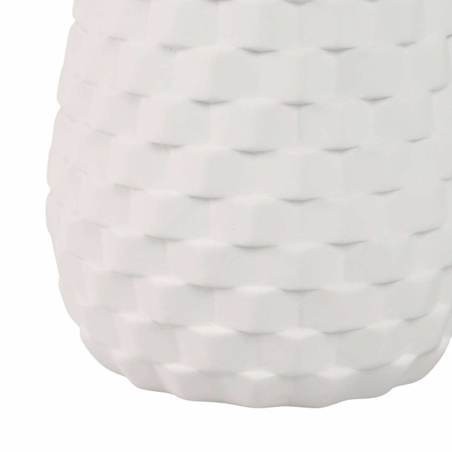 White 9 in. Ceramic Novelty Geometric Textured Vase