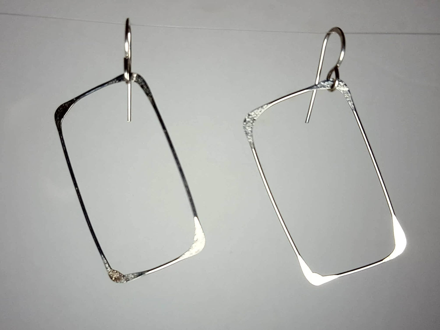 Sterling Silver Earrings Large Rectangle