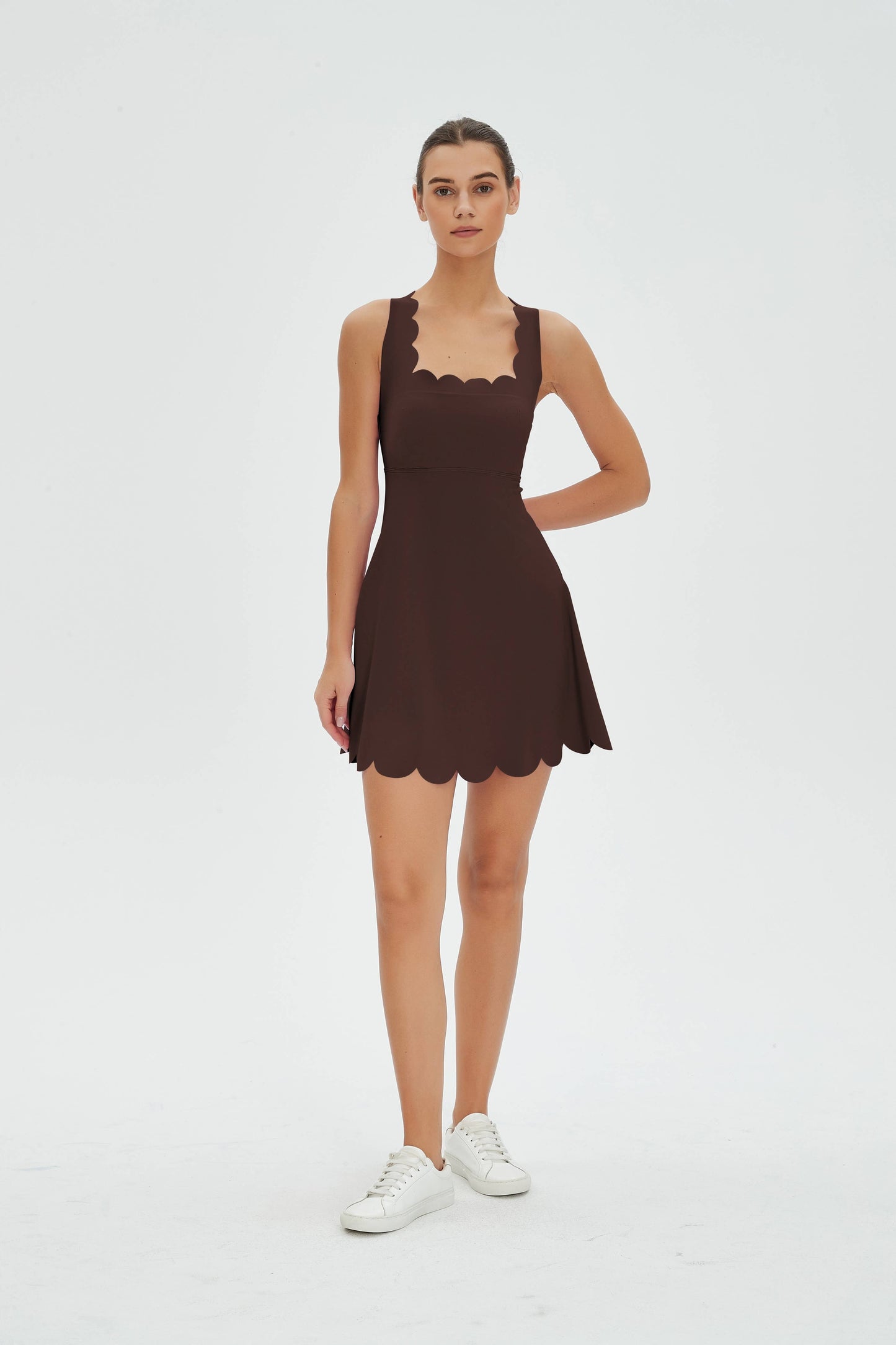 Sylvie Lycra® Scallop Crossover Back Active Dress no
