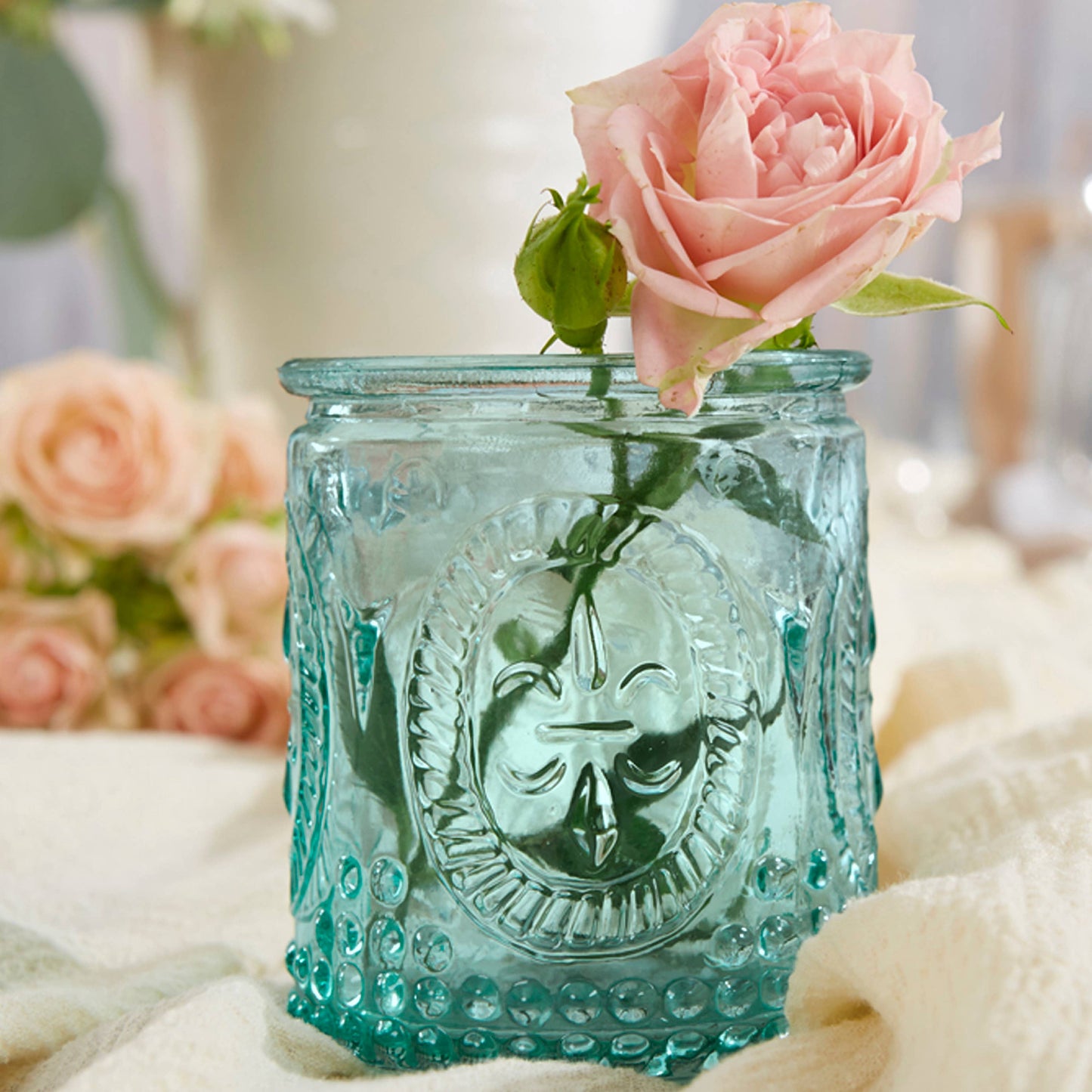 "Vintage" Blue Glass Tea Light Holder