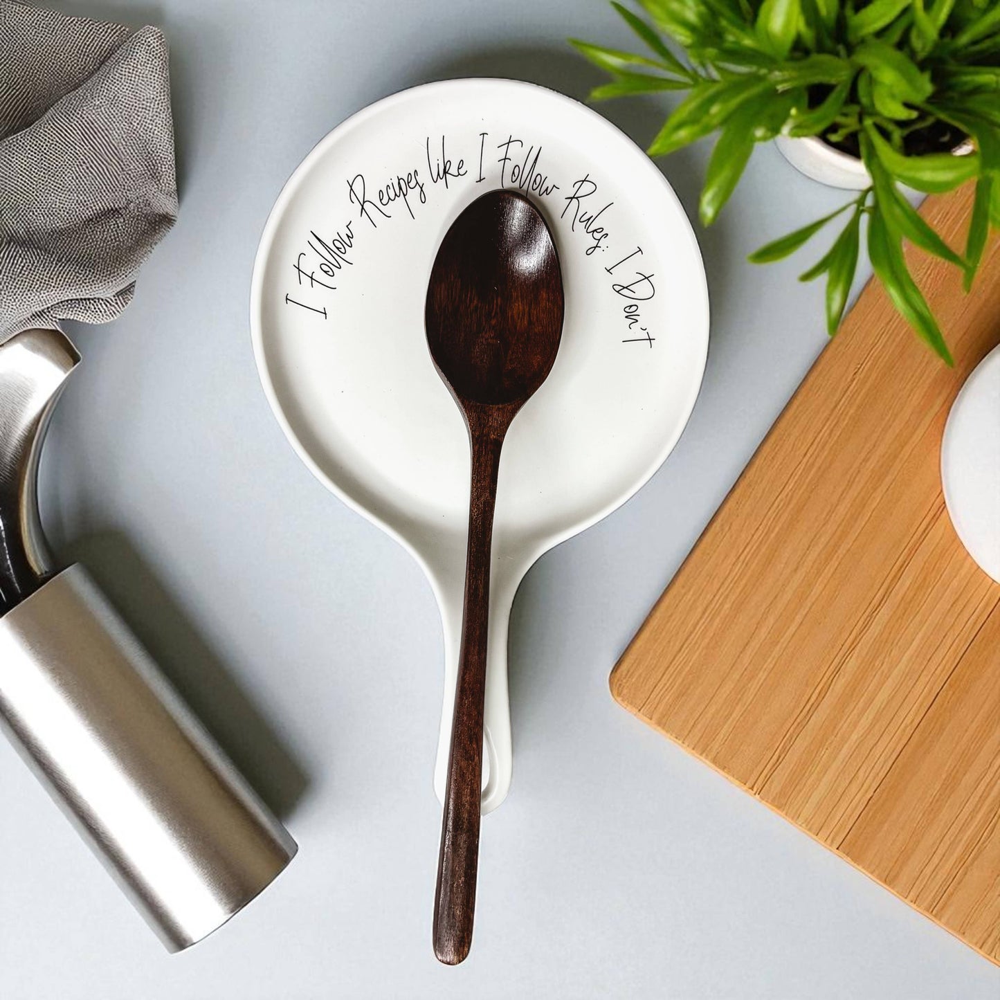 Spoon Rest Ceramic Funny, Modern Kitchen Foodie Decor & Gift