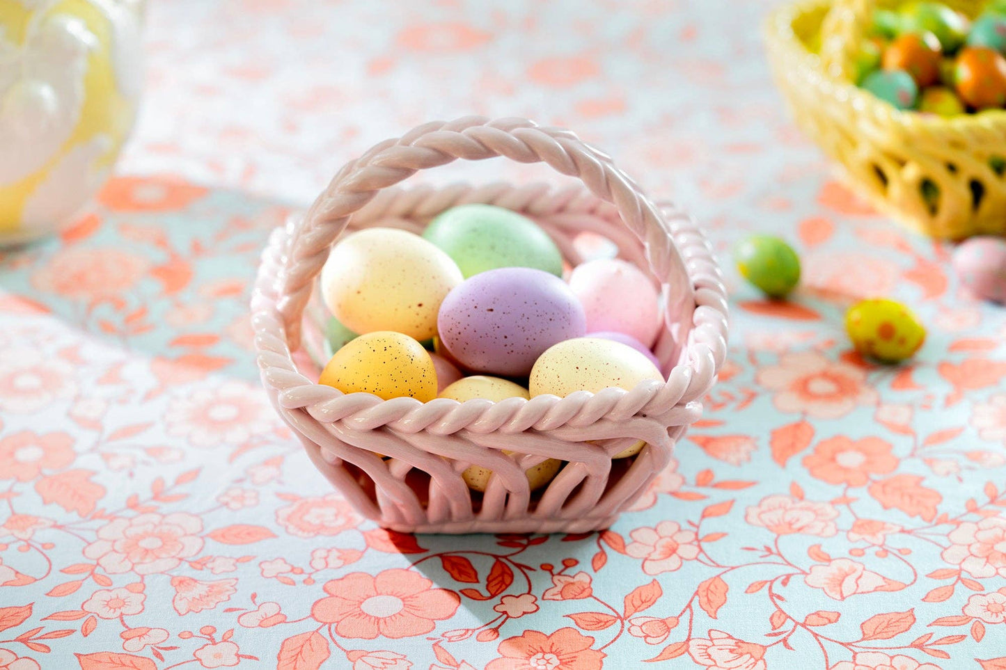 Hand Woven Easter Medium Basket - Pink