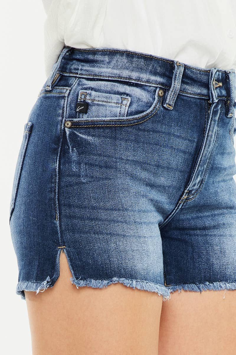 OPEN PACK HIGH RISE FRAYED HEM DENIM SHORTS-KC9212D