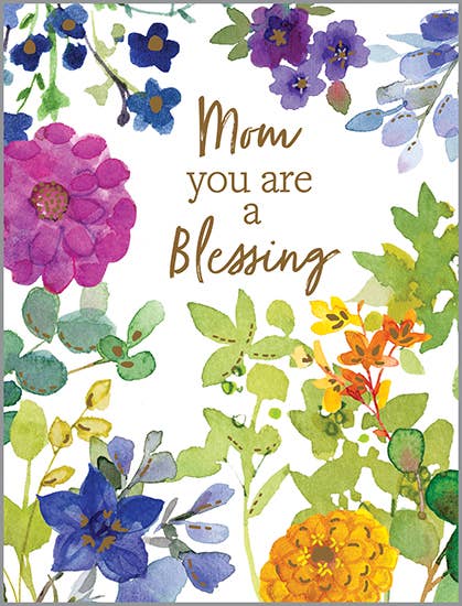 With Scripture Mother's Day Greeting Card - purp/yell flower