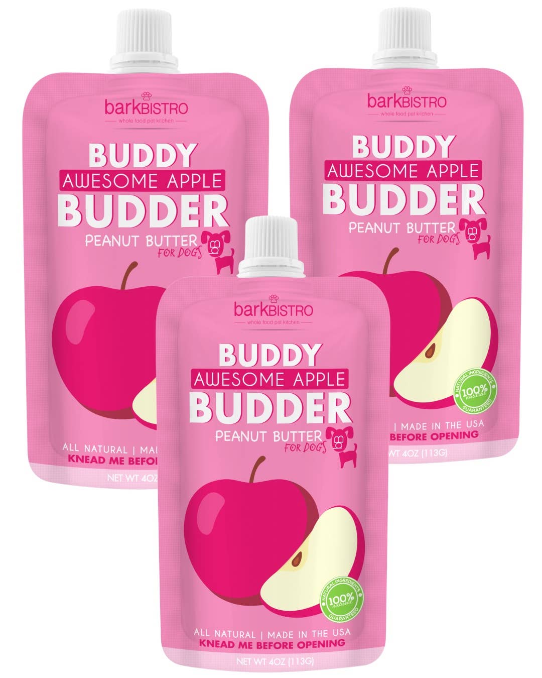 Dog Peanut Butter - 4oz Squeeze Packs Awesome Apple Budder