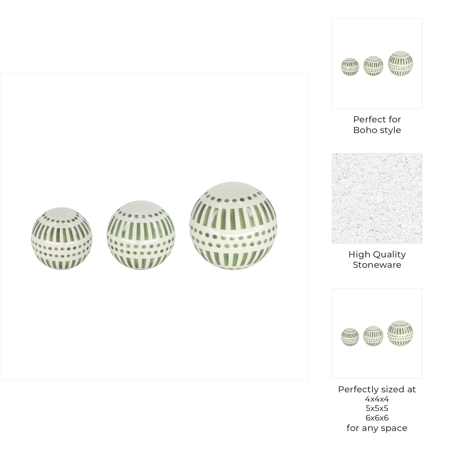Green Ceramic Modern Line Design, 4/5/6 in.