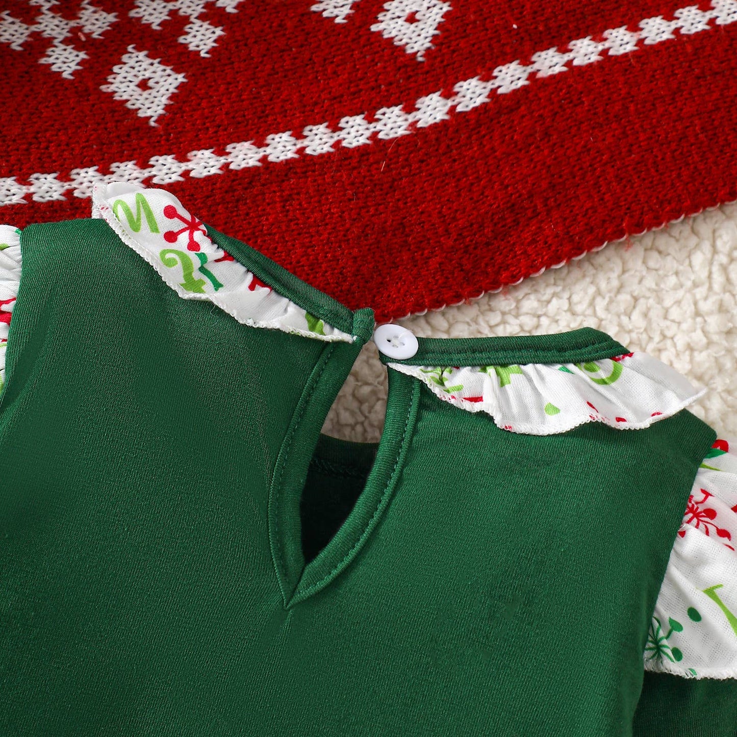 Baby Girl Christmas Tree Ruffle Romper (Non PatPat)