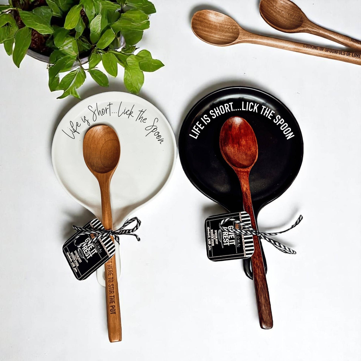 Spoon Rest Ceramic Funny, Modern Kitchen Foodie Decor & Gift