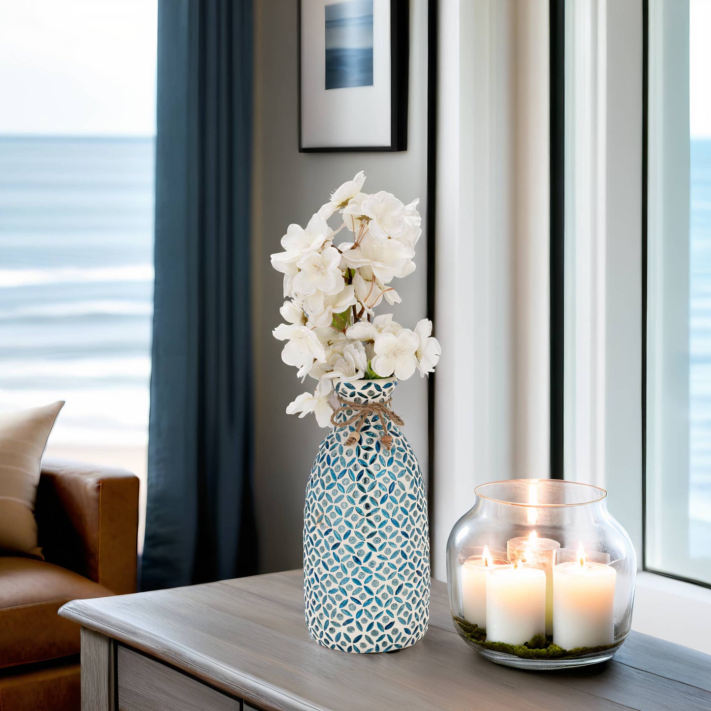 Blue Glass Mosaic Vase