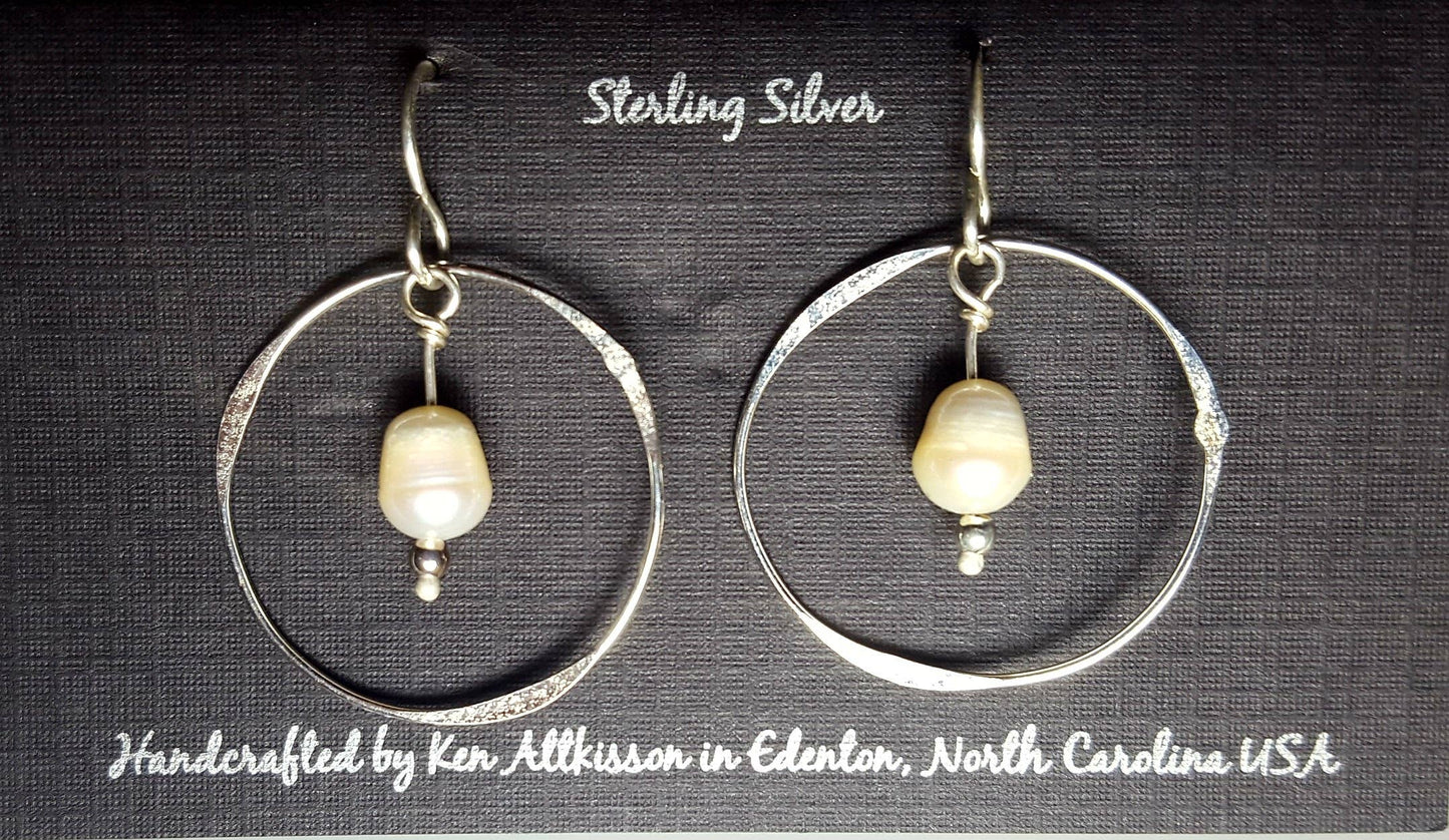 Sterling Silver Circle With Small White Pearls