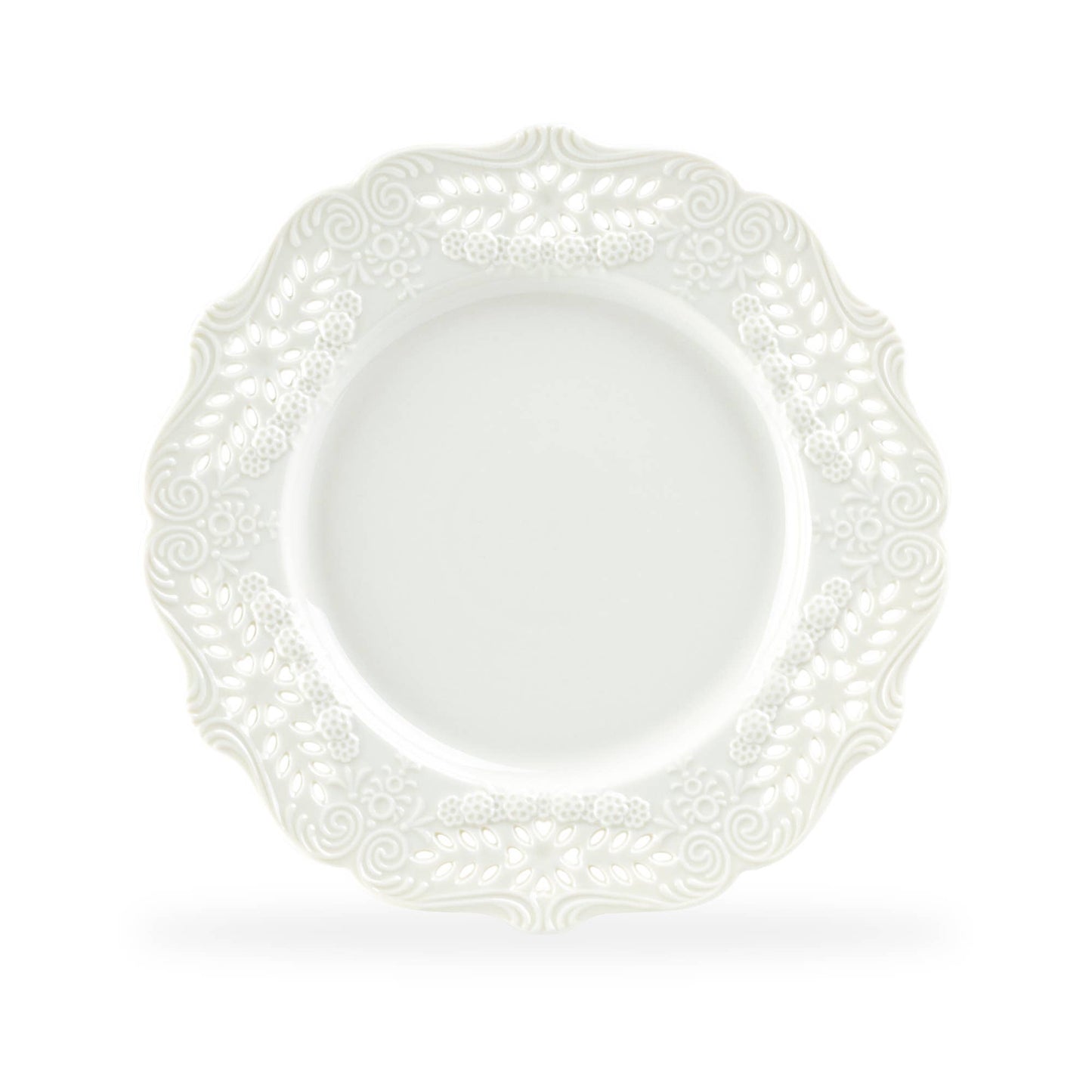 White Victorian 10" Fine Porcelain Dinner Plate