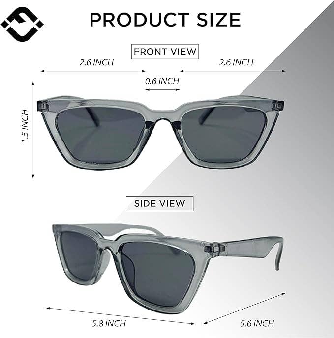 Cateye Sunglasses - Grey Crystal Frames/Lt. Grey Lenses