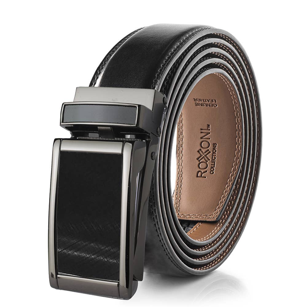 Men’s Genuine Leather Ratchet Belt with Automatic Buckle