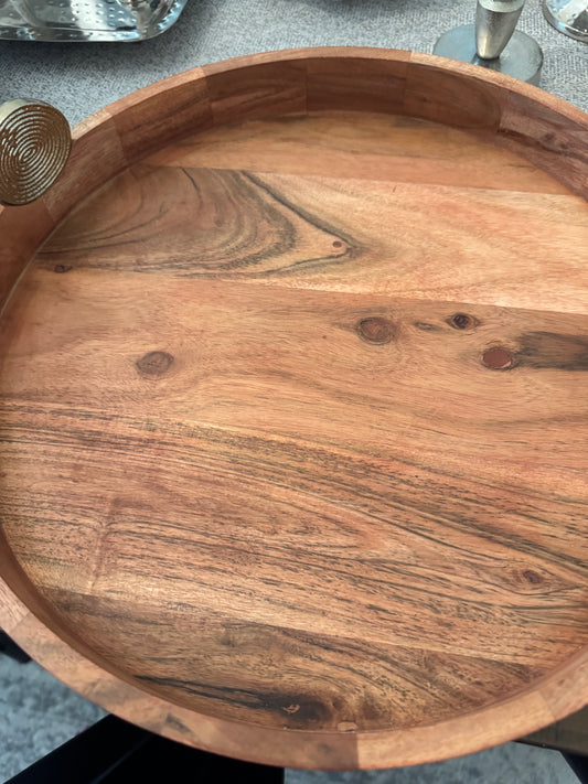 Round Wood with Gold Handles
