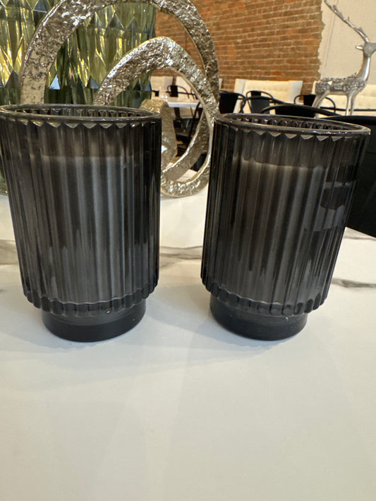 Black Ribbed Candles
