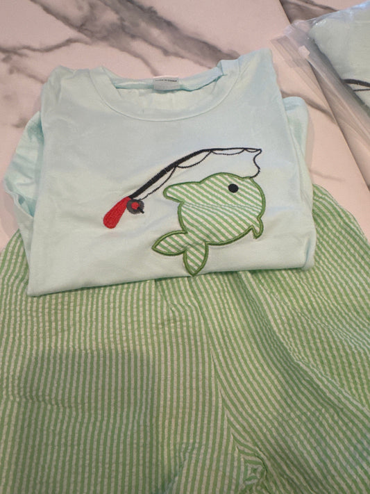2 PC Boys Fish or Car Short Set