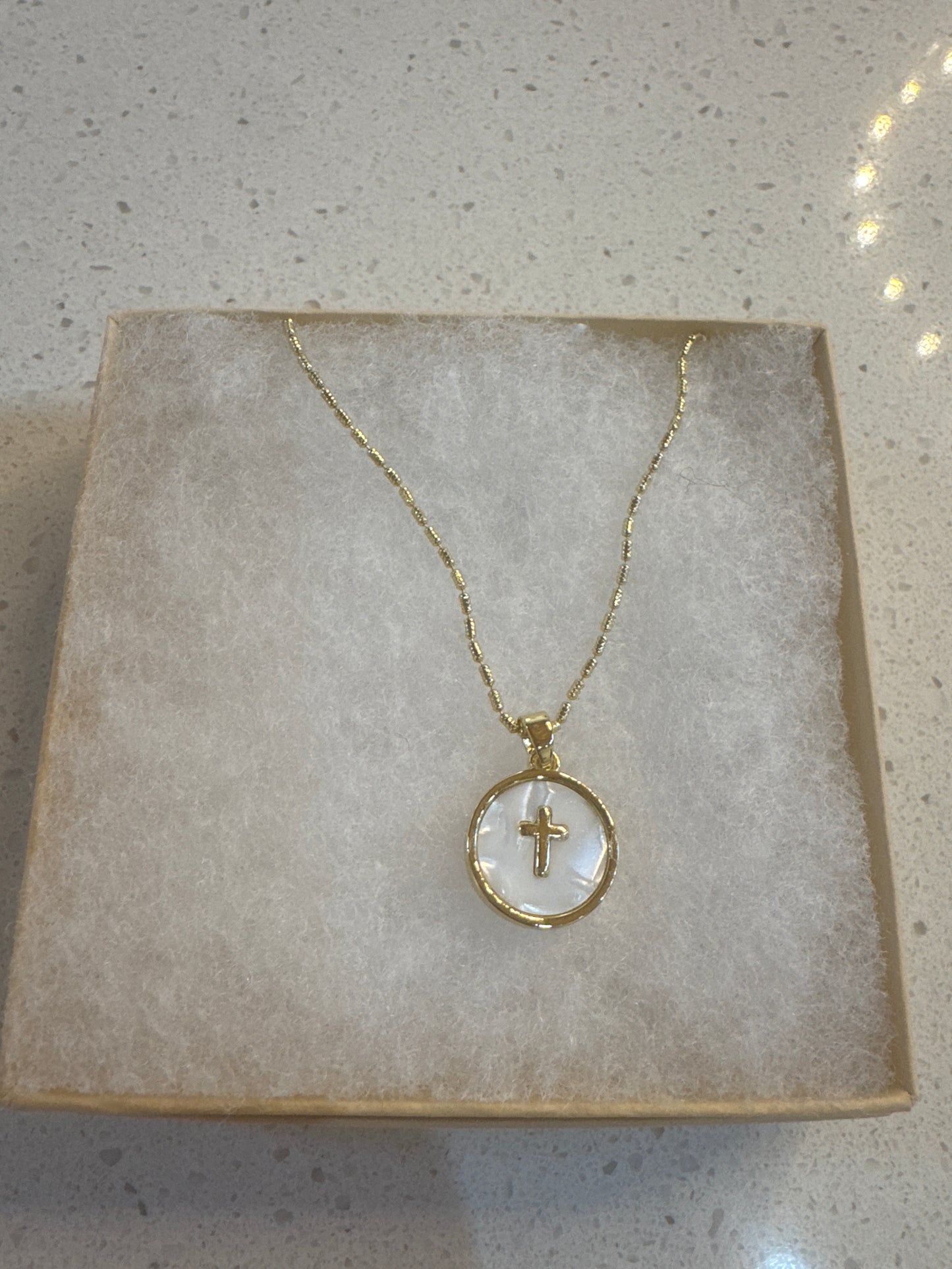 Mother of Pearl Cross Necklace