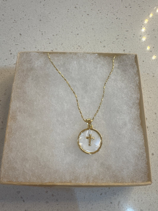 Mother of Pearl Cross Necklace