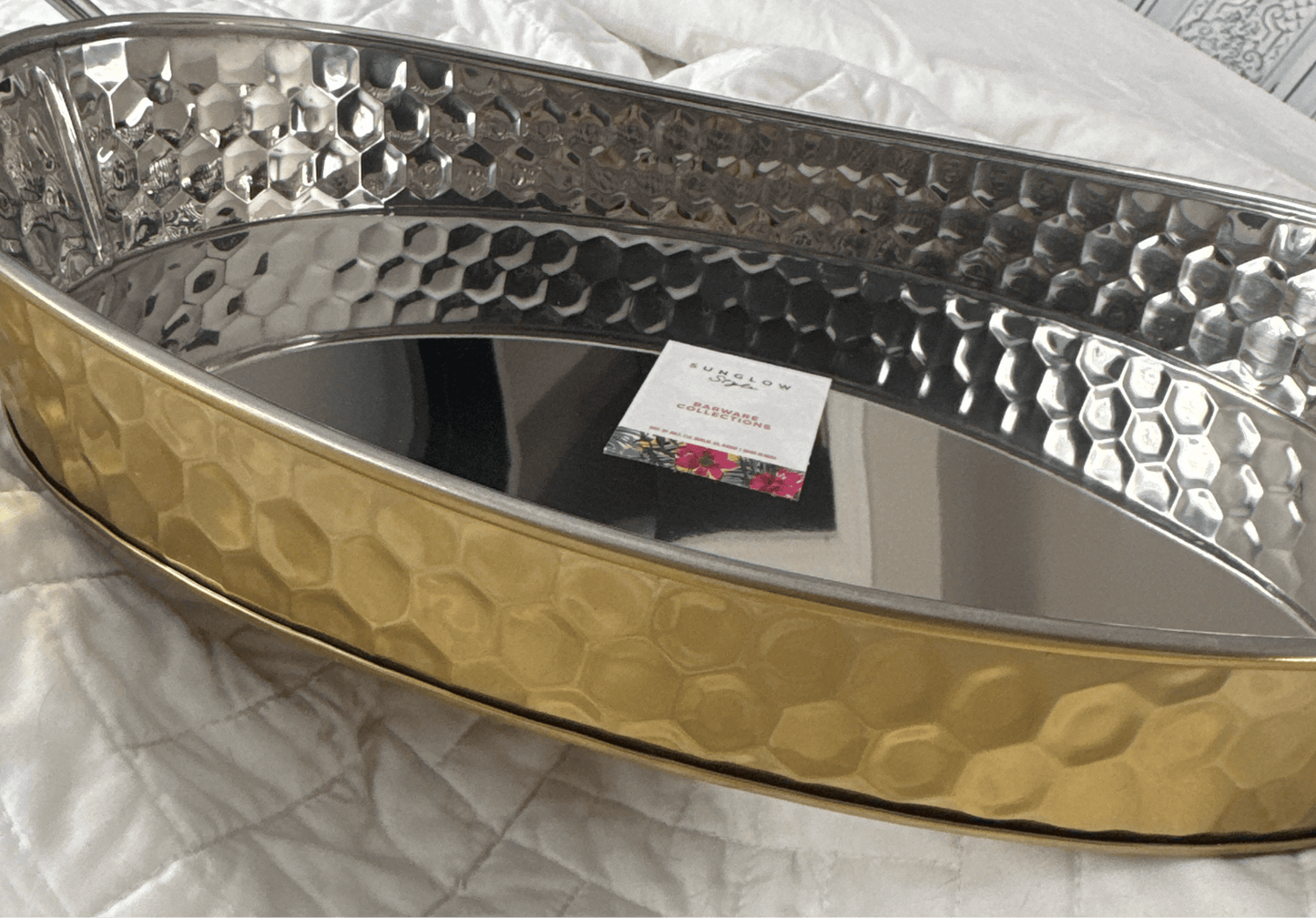 Silver and Gold Large Barware Tray