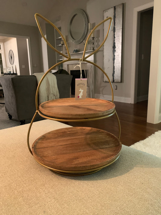 Bunny Ears 2-Tiered Serving Tray