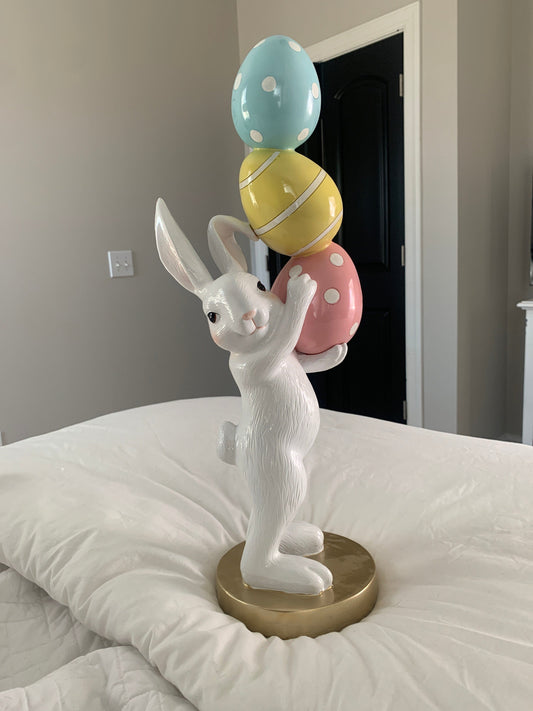 Bunny Balancing Easter Eggs