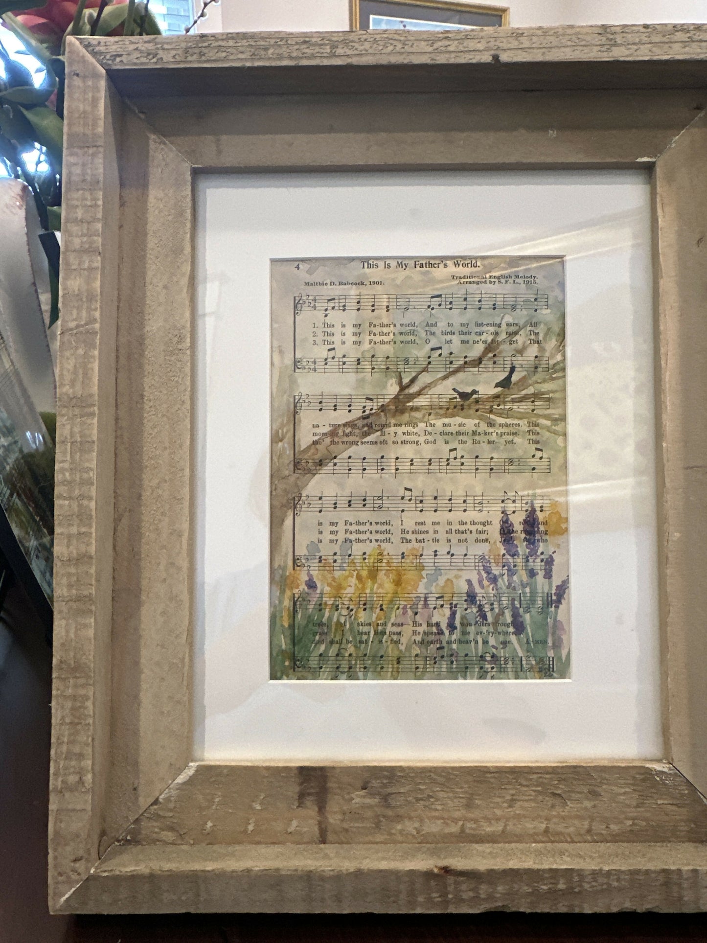 11x14 Hymn Original Watercolor Wood Frame
