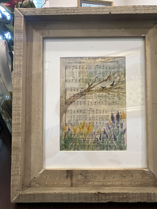 11x14 Hymn Original Watercolor Wood Frame