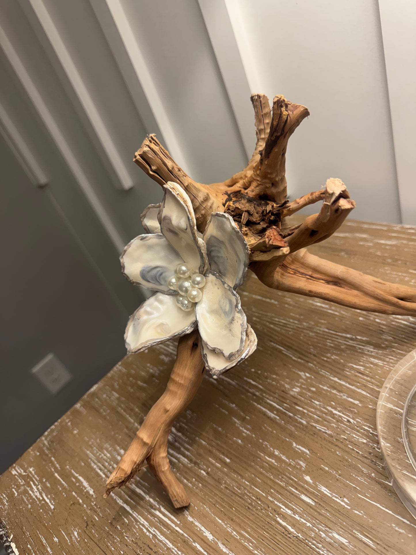 Magnolia on Driftwood Oyster Shell