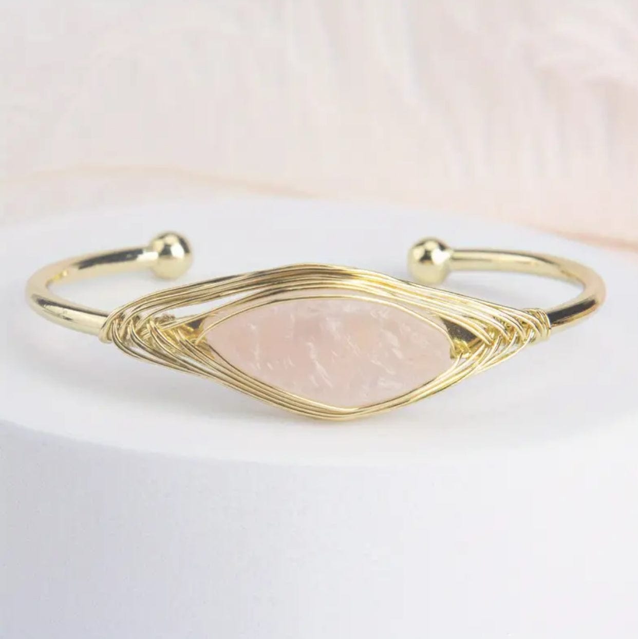 Rose Quartz Colored Cuff Bracelet