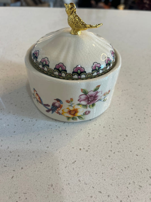 Small Gold Bird Jar