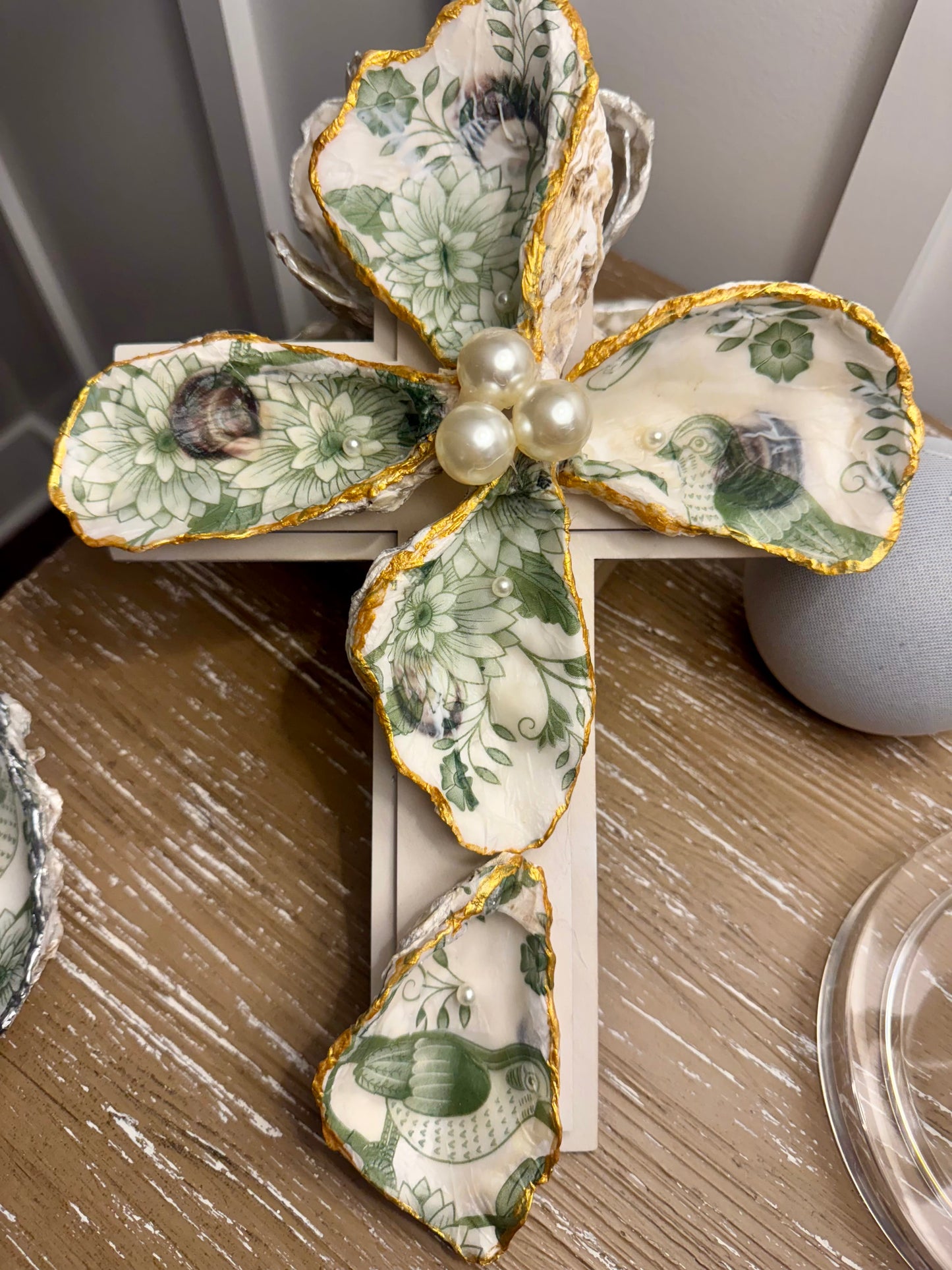 Gold and Green Oyster Cross