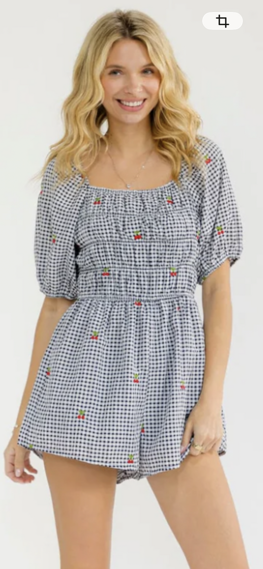 Women’s Cherry Plaid Romper