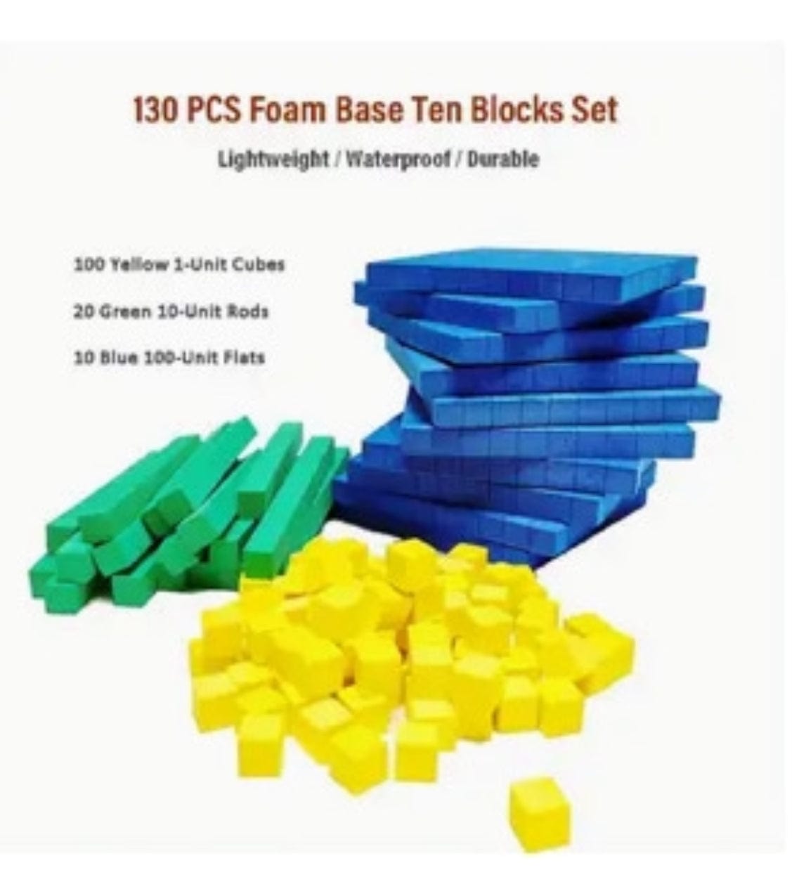 130pc Base 10 Foam Blocks