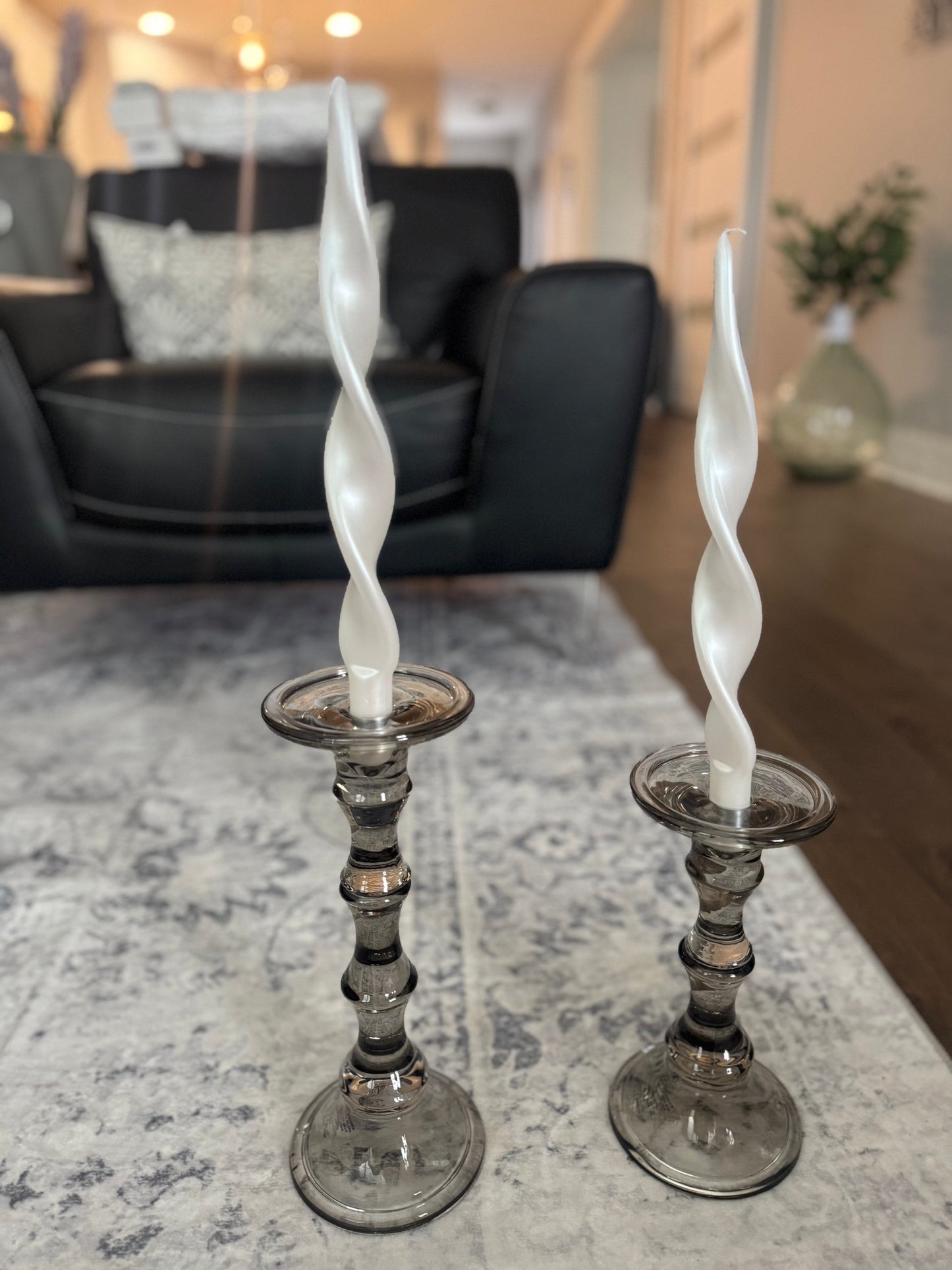 Mikasa Large Smoked Gray Candlestick Holder