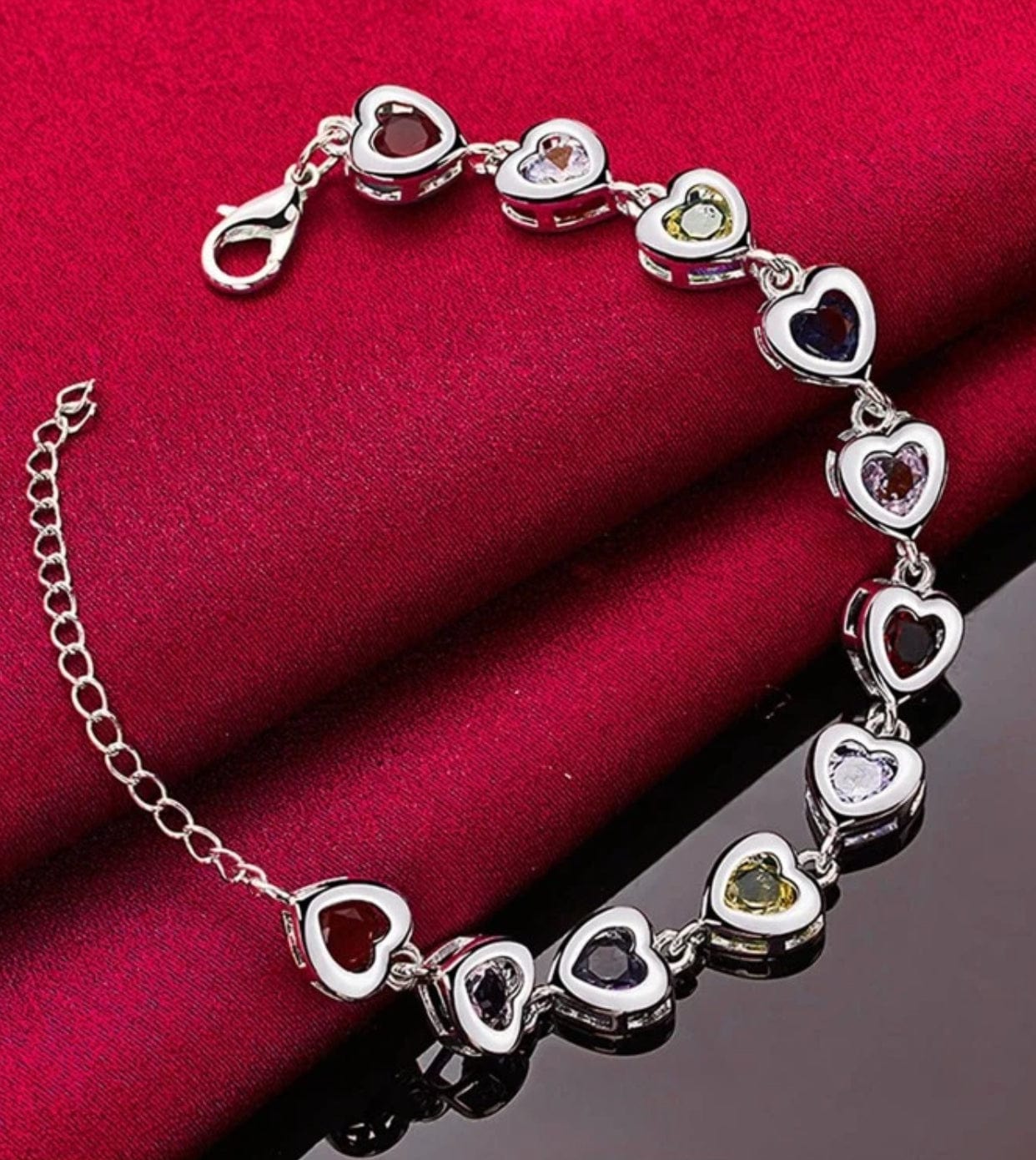 Multi-Colored Hearts Bracelet