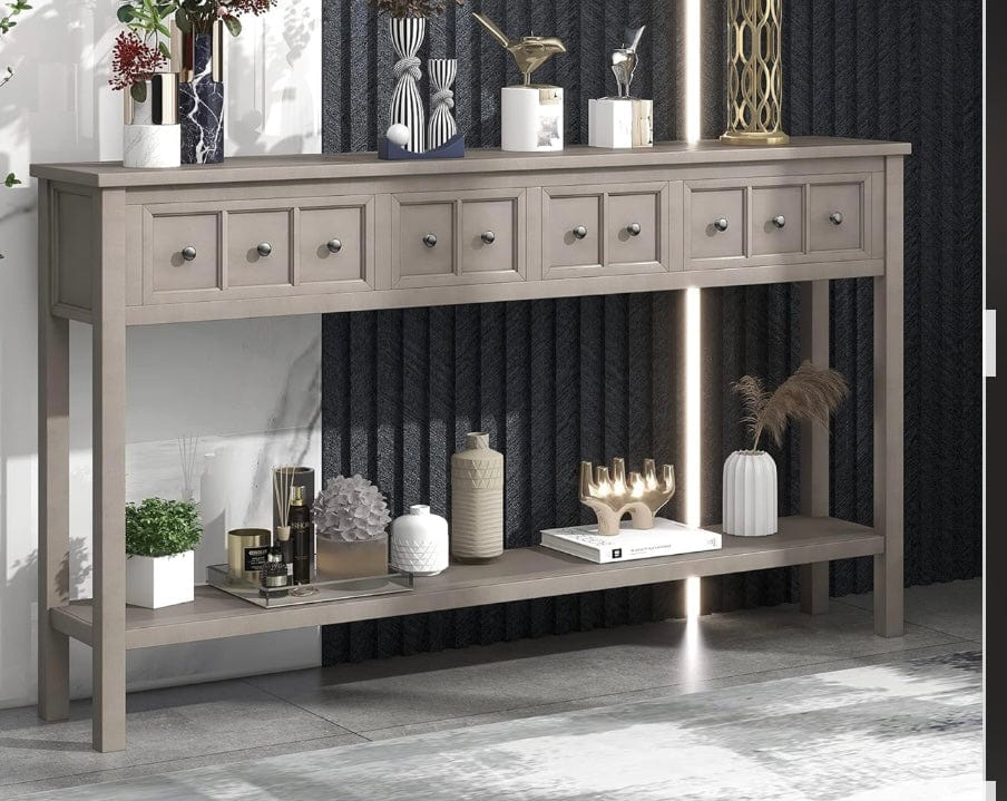Gray Long Console Table – Sip and Shop Cafe