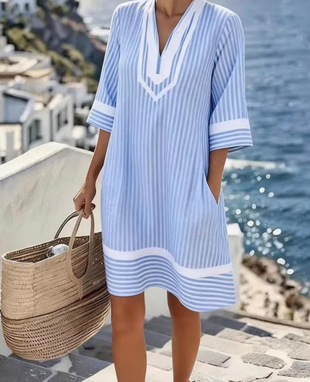 Blue and White Summer Dress