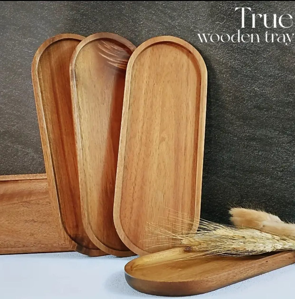 1pc Long Wooden Tray