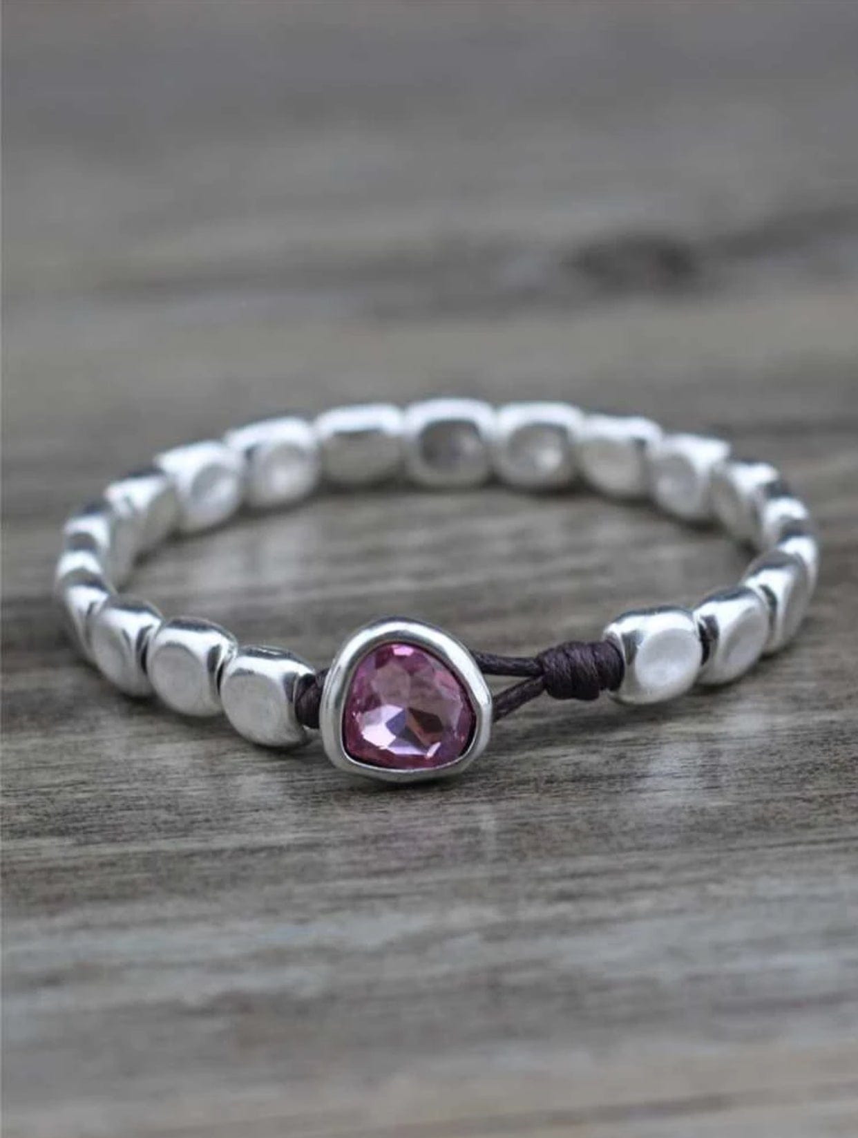 Silver Beads w/ Pink Stone