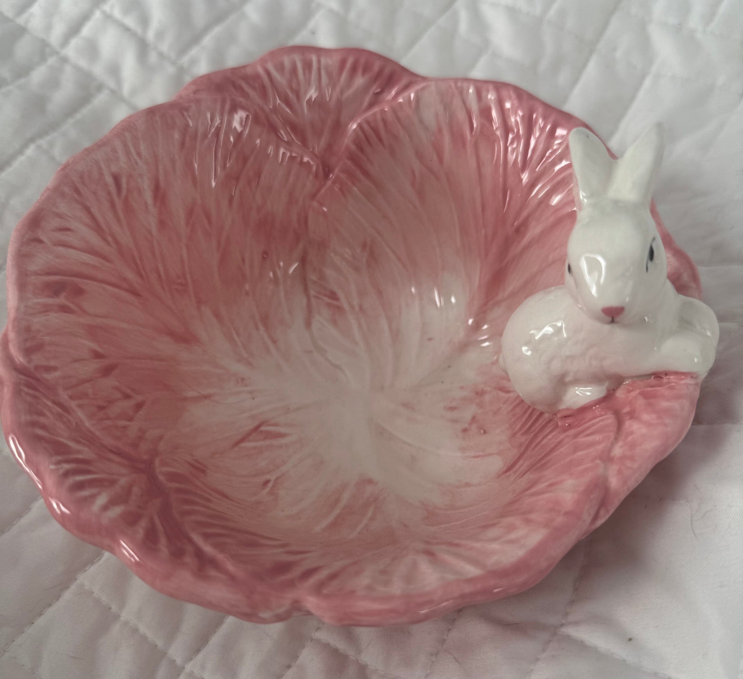 Pink Cabbage and Bunny Candy Dish